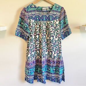 Vermont Country Store 100% Cotton Floral Elephant Mumu House Dress